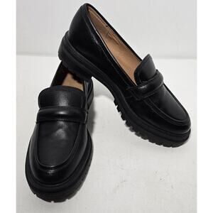 Madewell The Bradley Lug Sole Loafers Black Dark Academia Preppy Chunky Sz 8.5